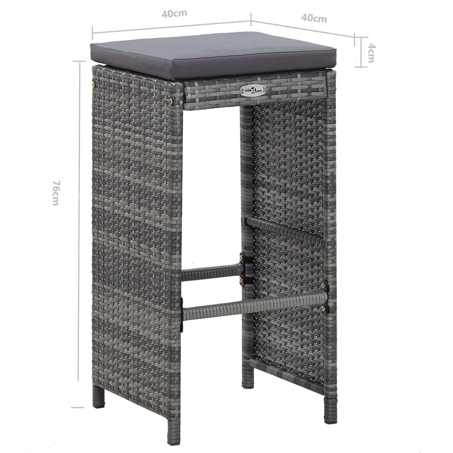 -Delige Tuinbarset Met Kussens Poly Rattan Grijs
