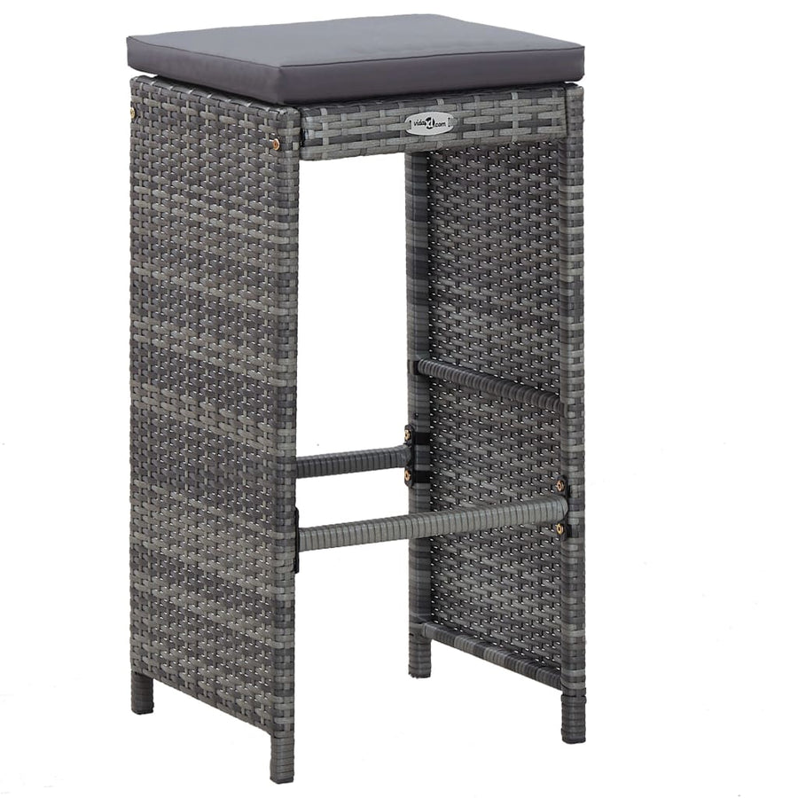 -Delige Tuinbarset Met Kussens Poly Rattan Grijs
