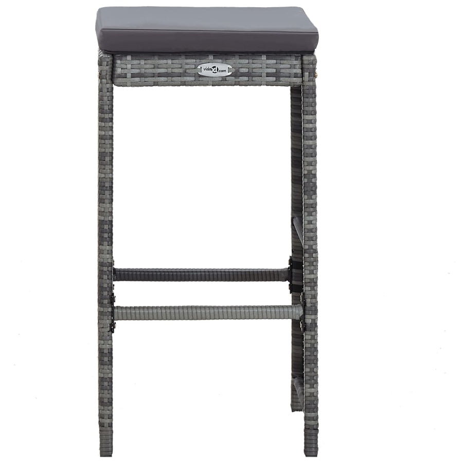 -Delige Tuinbarset Met Kussens Poly Rattan Grijs