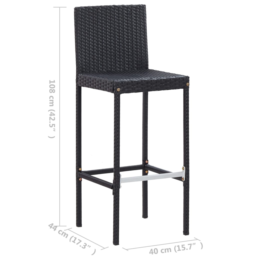 Tuinbarset Met Kussens Poly Rattan Zwart