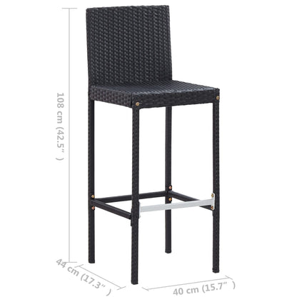 Tuinbarset Met Kussens Poly Rattan Zwart