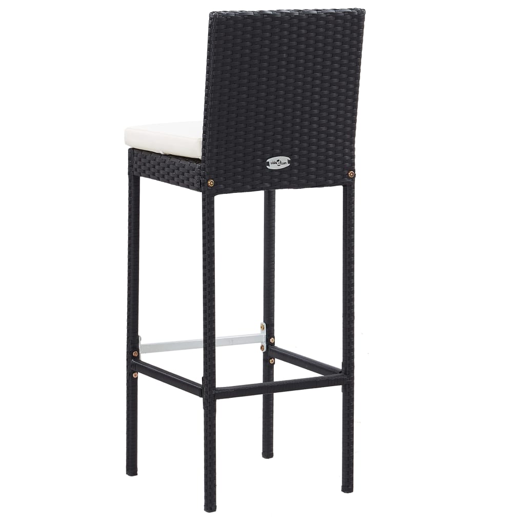 Tuinbarset Met Kussens Poly Rattan Zwart