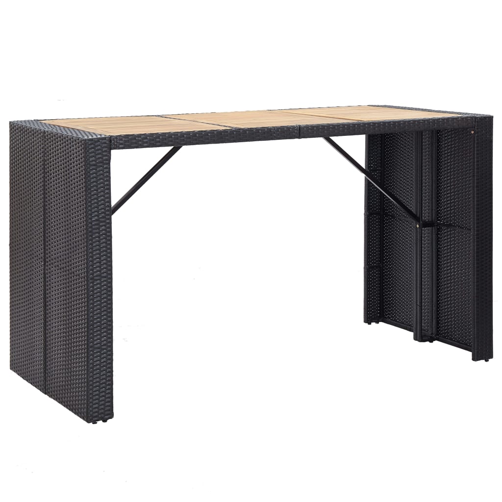 Tuinbarset Met Kussens Poly Rattan Zwart