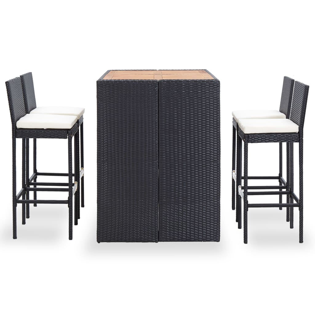 5-Delige Tuinbarset Poly Rattan En Acaciahout 4