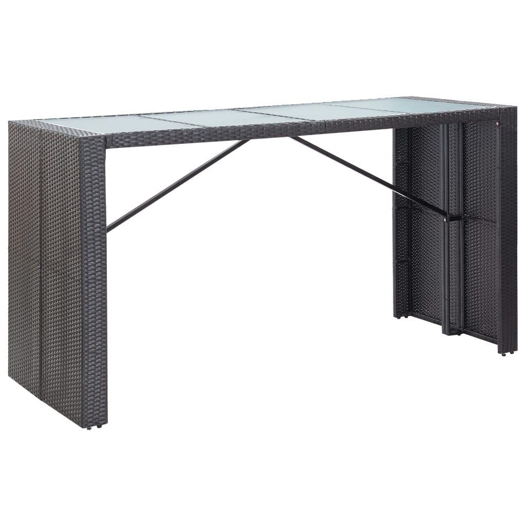 -Delige Tuinbarset Poly Rattan Zwart 9