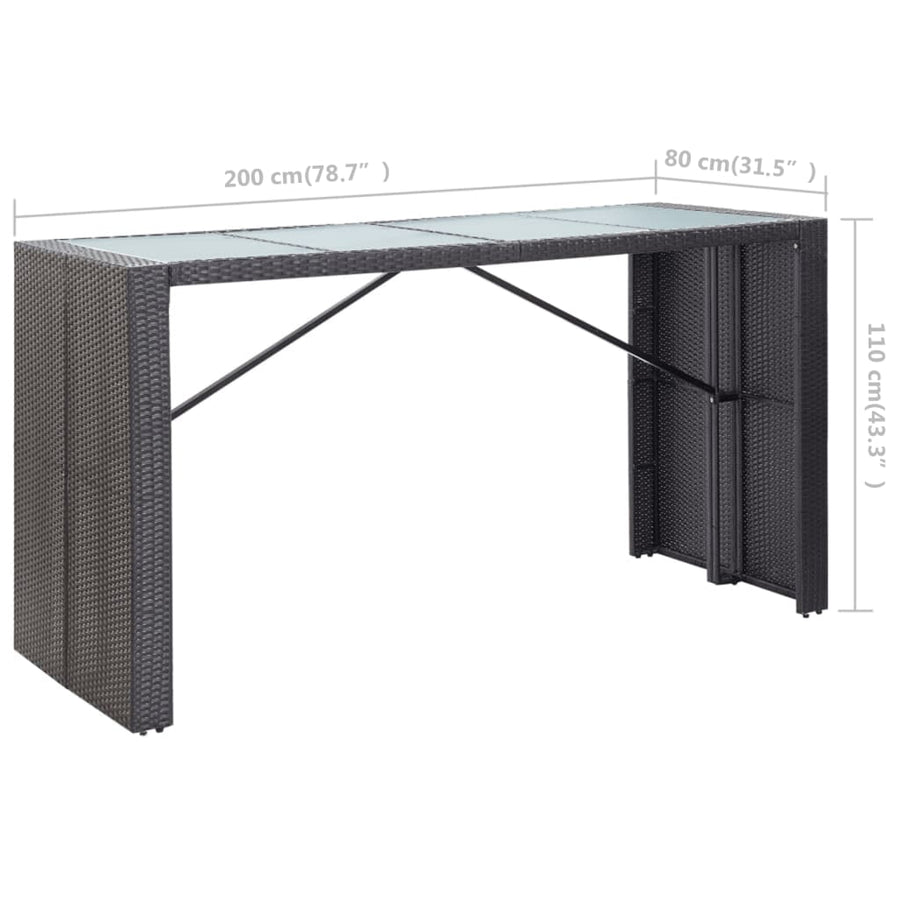 -Delige Tuinbarset Poly Rattan Zwart 9