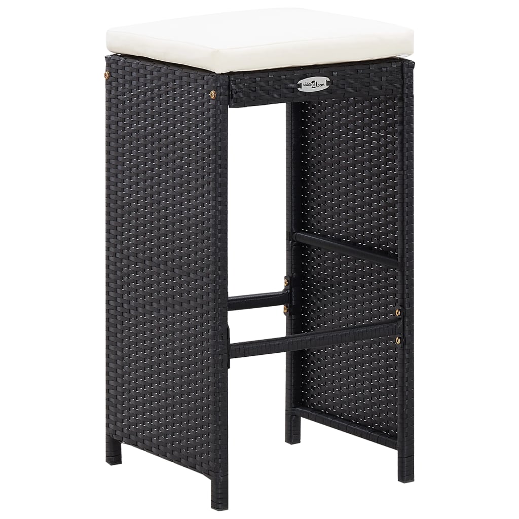 -Delige Tuinbarset Poly Rattan Zwart 9