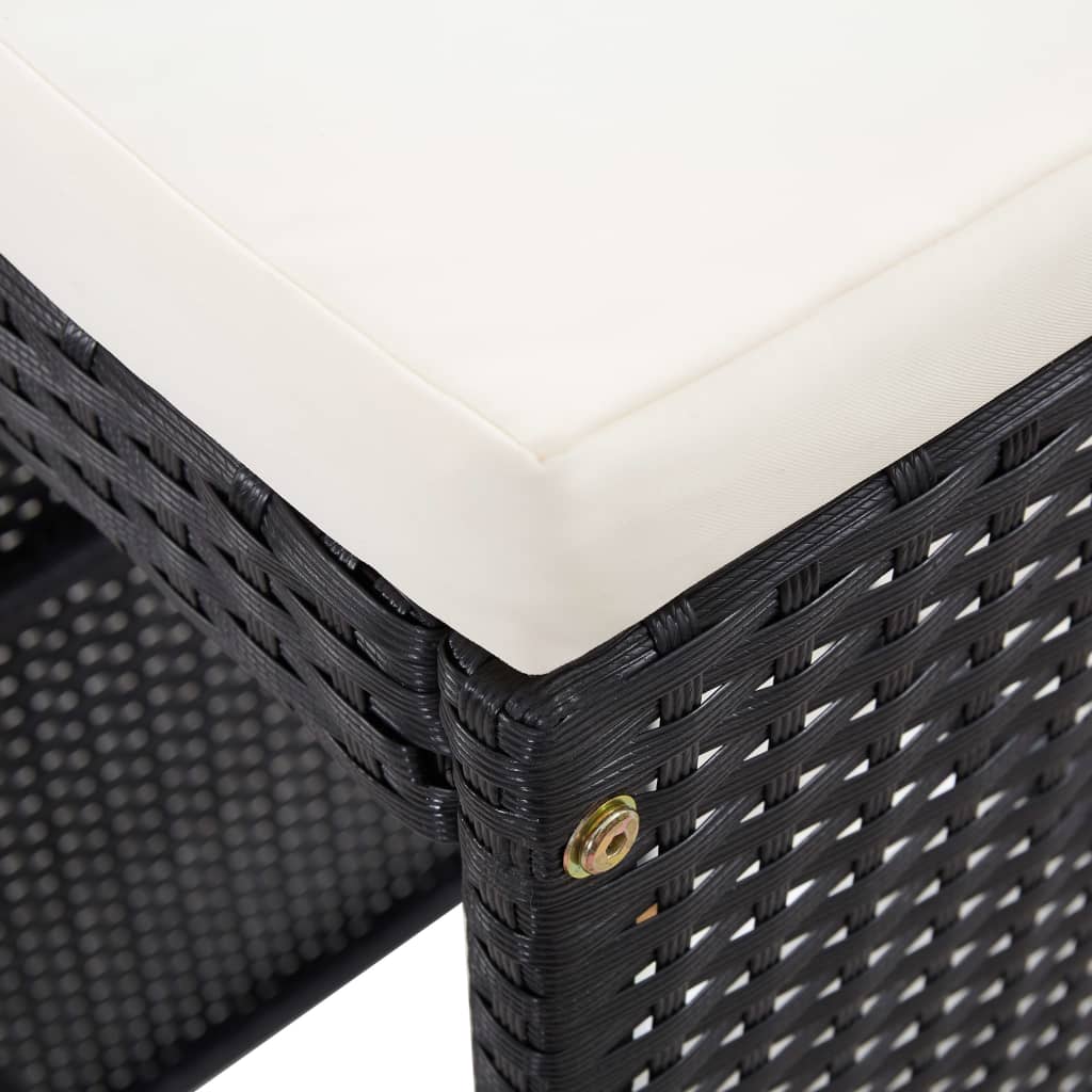 -Delige Tuinbarset Poly Rattan Zwart 9