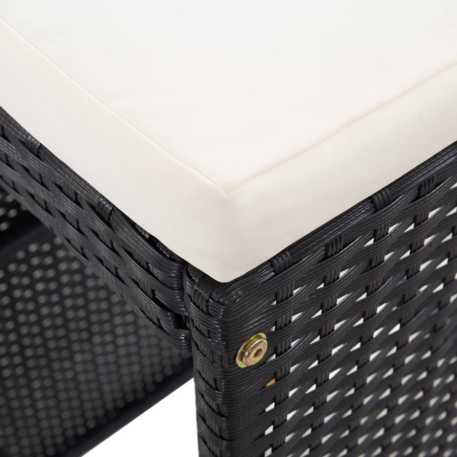 -Delige Tuinbarset Poly Rattan Zwart 9