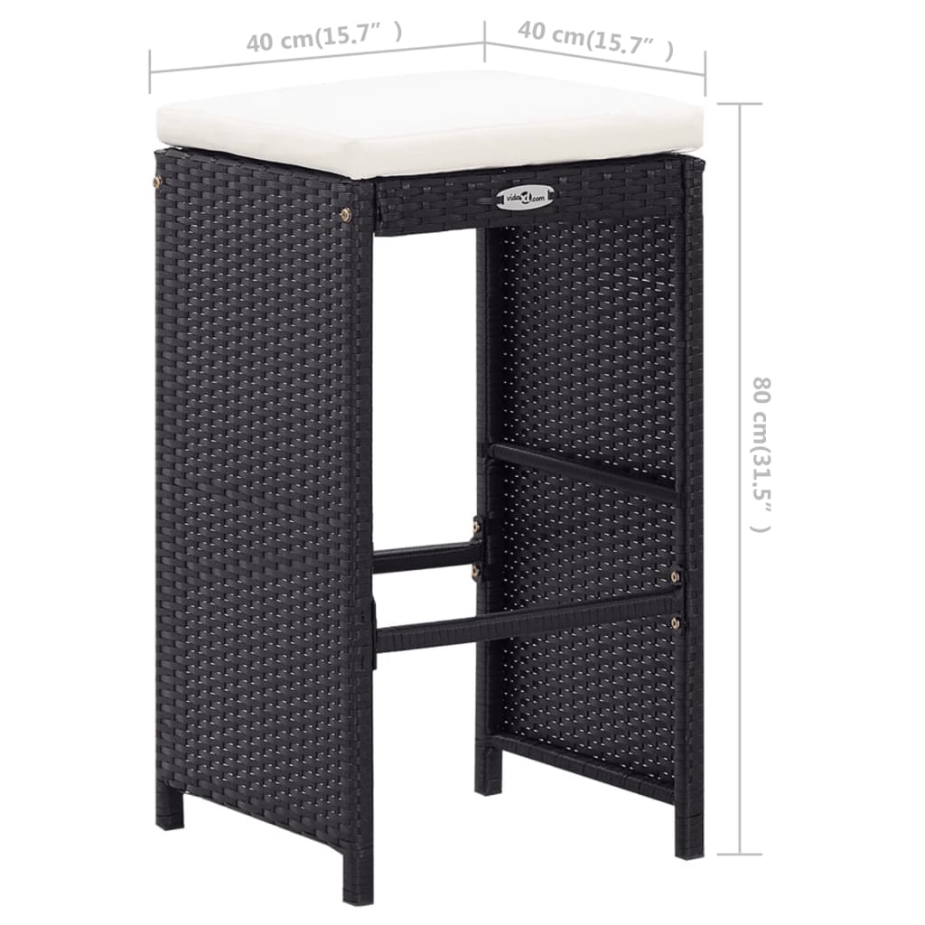 -Delige Tuinbarset Poly Rattan Zwart 9