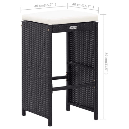 -Delige Tuinbarset Poly Rattan Zwart 9