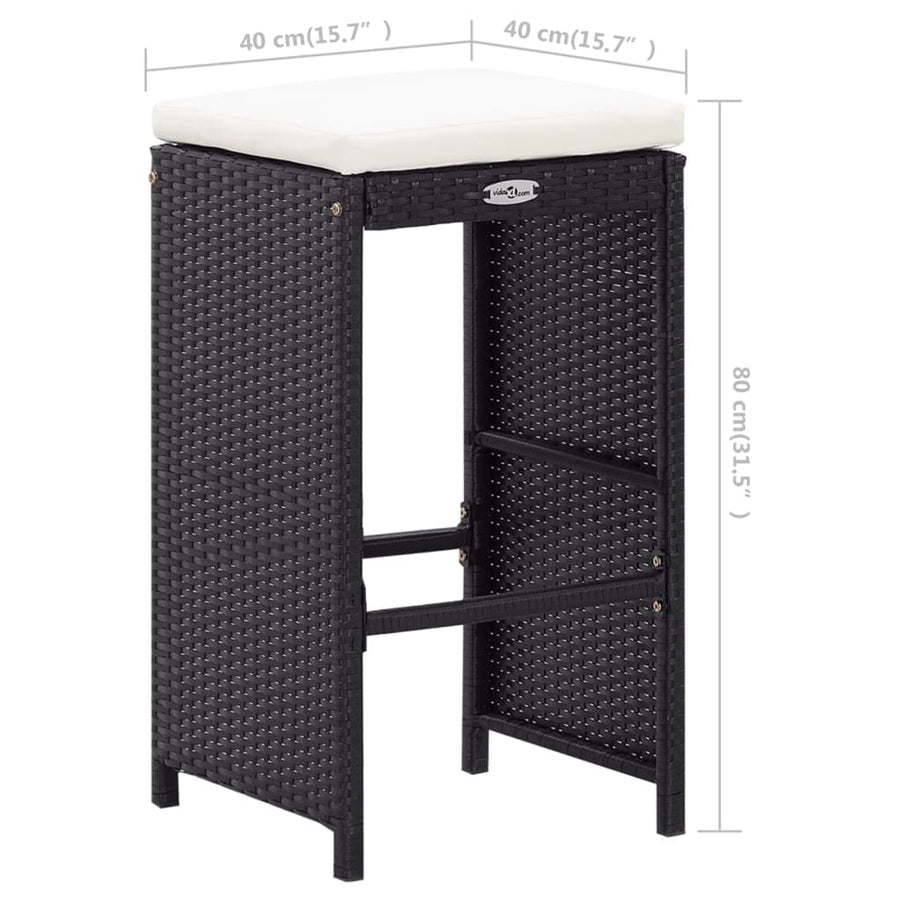 -Delige Tuinbarset Poly Rattan Zwart 9