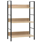 Boekenkast 3 schappen 60x27,6x90,5 cm bewerkt hout eikenkleurig 60 x 27.6 x 90.5 cm Eiken en zwart