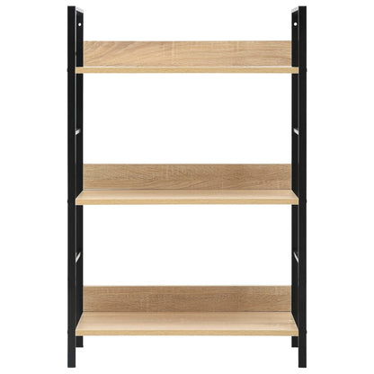 Boekenkast 3 schappen 60x27,6x90,5 cm bewerkt hout eikenkleurig 60 x 27.6 x 90.5 cm Eiken en zwart