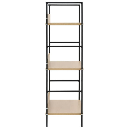 Boekenkast 3 schappen 60x27,6x90,5 cm bewerkt hout eikenkleurig 60 x 27.6 x 90.5 cm Eiken en zwart