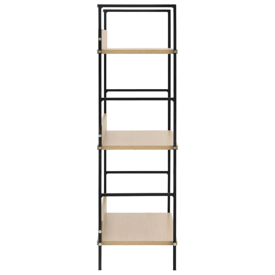 Boekenkast 3 schappen 60x27,6x90,5 cm bewerkt hout eikenkleurig 60 x 27.6 x 90.5 cm Eiken en zwart