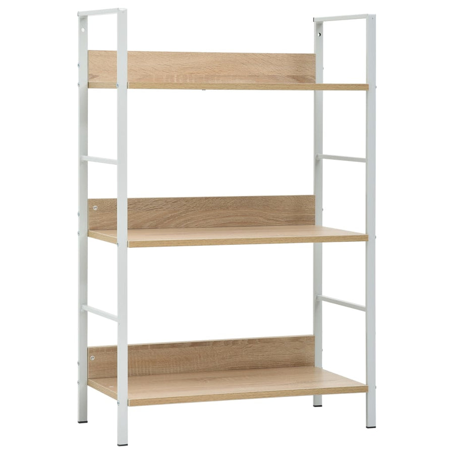 Boekenkast 3 Schappen 60X27,6X90,5 Cm Bewerkt Hout Kleurig 60 x 27.6 x 90.5 cm Eiken en wit