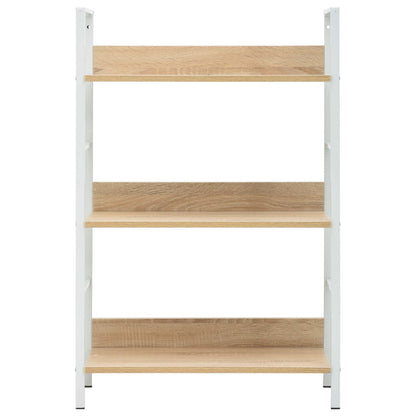 Boekenkast 3 Schappen 60X27,6X90,5 Cm Bewerkt Hout Kleurig 60 x 27.6 x 90.5 cm Eiken en wit