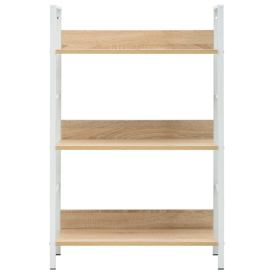 Boekenkast 3 Schappen 60X27,6X90,5 Cm Bewerkt Hout Kleurig 60 x 27.6 x 90.5 cm Eiken en wit