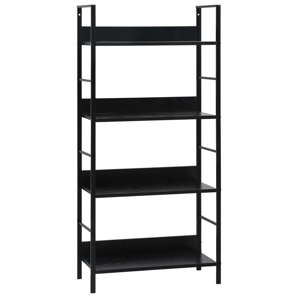 Boekenkast Met 4 Schappen 60X27,6X90,5 Cm Bewerkt Hout 60 x 27.6 x 124.5 cm Zwart