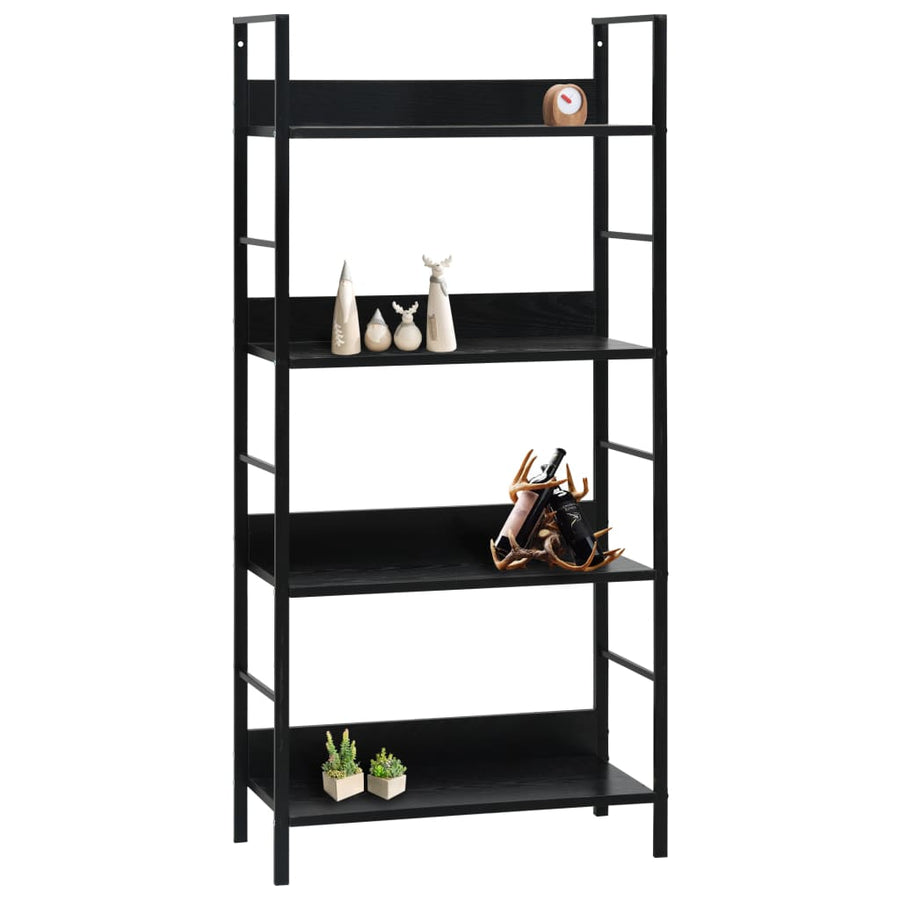 Boekenkast Met 4 Schappen 60X27,6X90,5 Cm Bewerkt Hout 60 x 27.6 x 124.5 cm Zwart