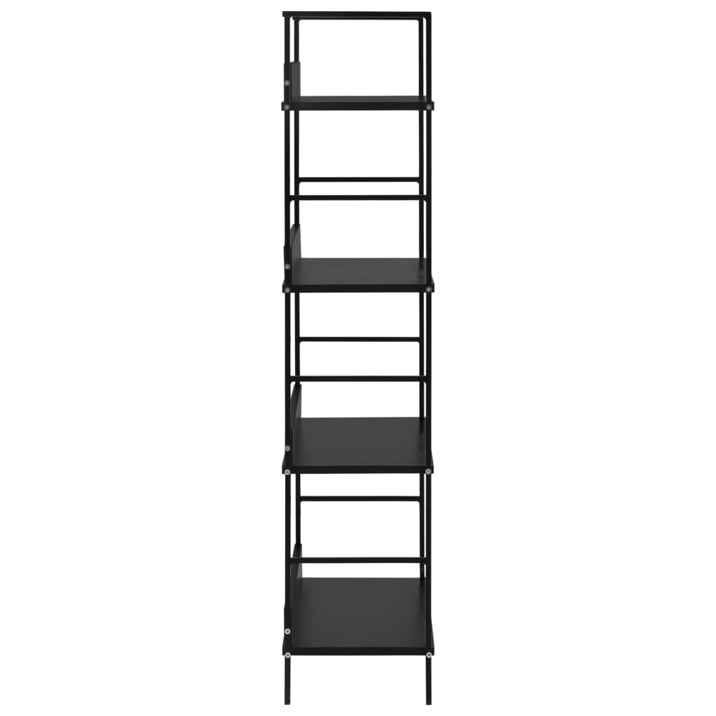 Boekenkast Met 4 Schappen 60X27,6X90,5 Cm Bewerkt Hout 60 x 27.6 x 124.5 cm Zwart