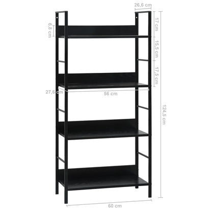Boekenkast Met 4 Schappen 60X27,6X90,5 Cm Bewerkt Hout 60 x 27.6 x 124.5 cm Zwart