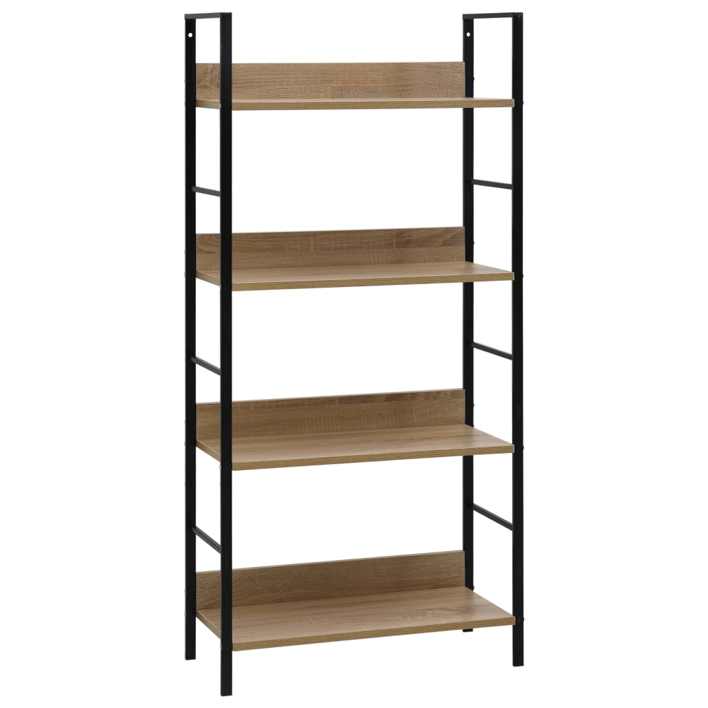 Boekenkast 4 Schappen 60X27,6X24,5 Cm Bewerkt Hout Kleur 60 x 27.6 x 124.5 cm Eiken en zwart