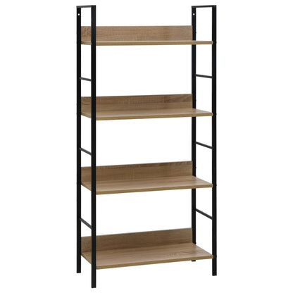 Boekenkast 4 Schappen 60X27,6X24,5 Cm Bewerkt Hout Kleur 60 x 27.6 x 124.5 cm Eiken en zwart