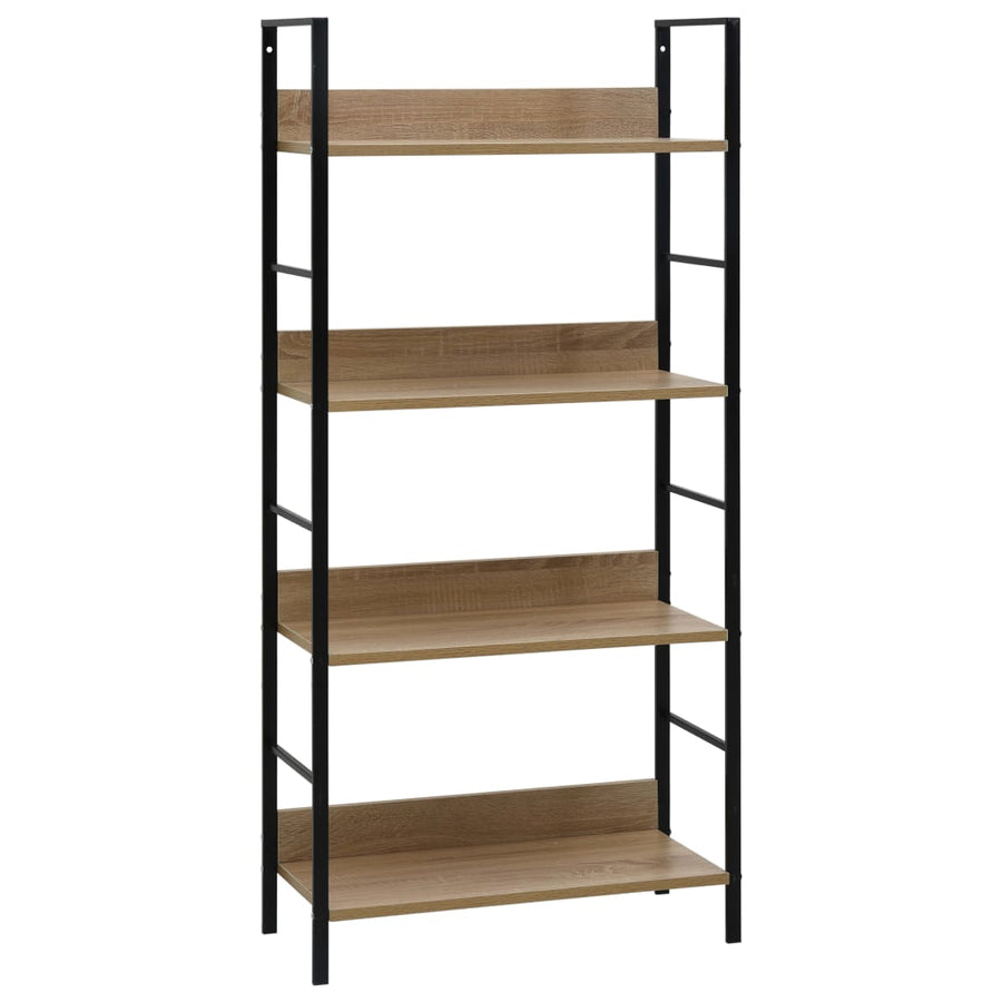 Boekenkast 4 Schappen 60X27,6X24,5 Cm Bewerkt Hout Kleur 60 x 27.6 x 124.5 cm Eiken en zwart