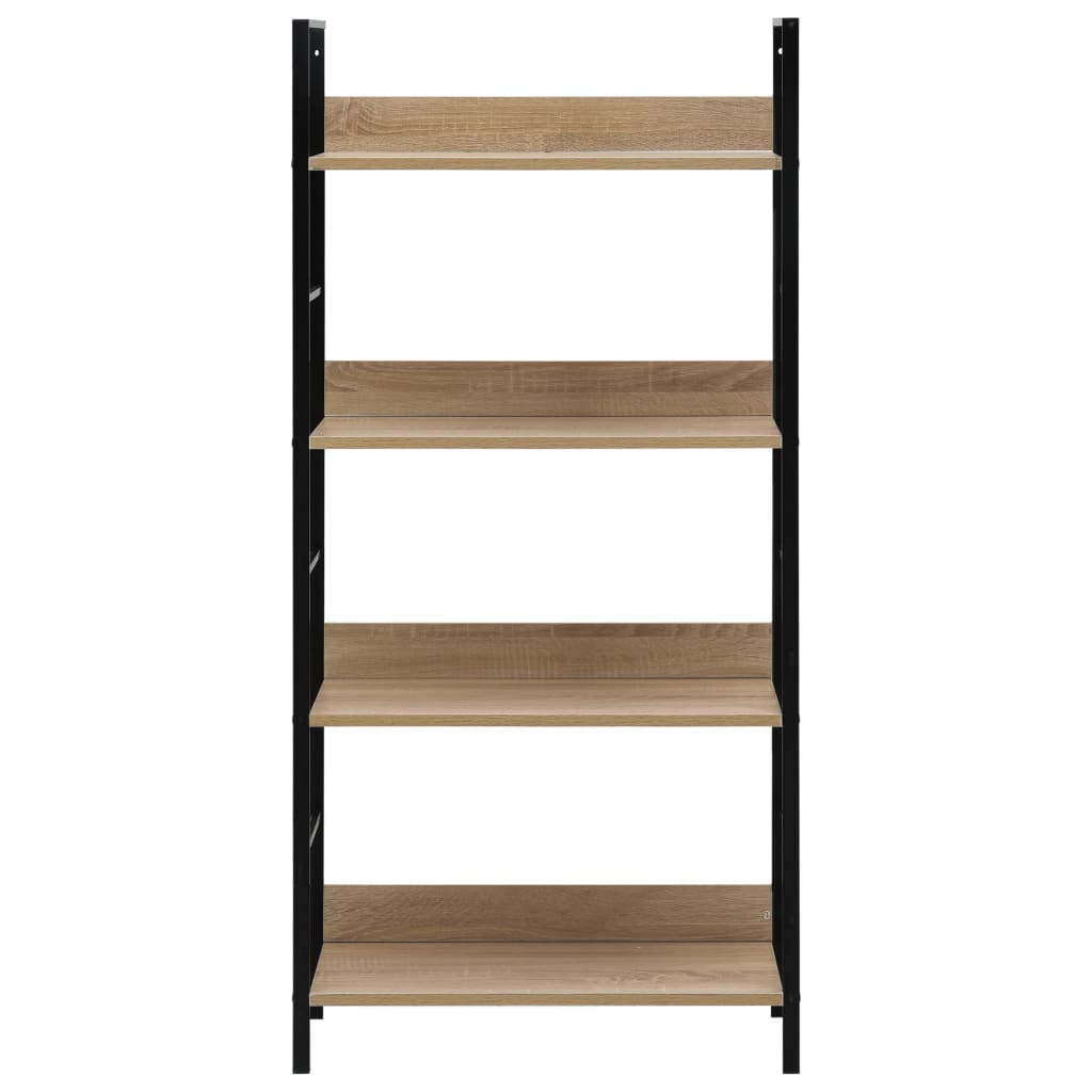 Boekenkast 4 Schappen 60X27,6X24,5 Cm Bewerkt Hout Kleur 60 x 27.6 x 124.5 cm Eiken en zwart