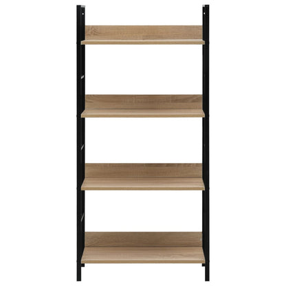 Boekenkast 4 Schappen 60X27,6X24,5 Cm Bewerkt Hout Kleur 60 x 27.6 x 124.5 cm Eiken en zwart