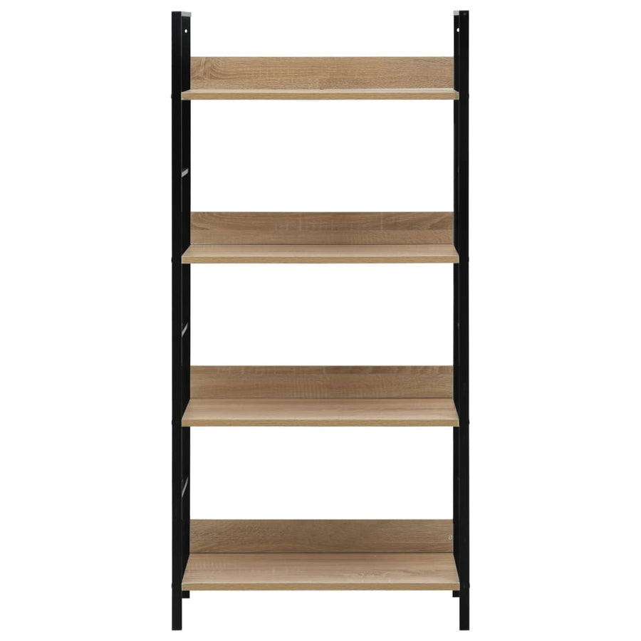 Boekenkast 4 Schappen 60X27,6X24,5 Cm Bewerkt Hout Kleur 60 x 27.6 x 124.5 cm Eiken en zwart