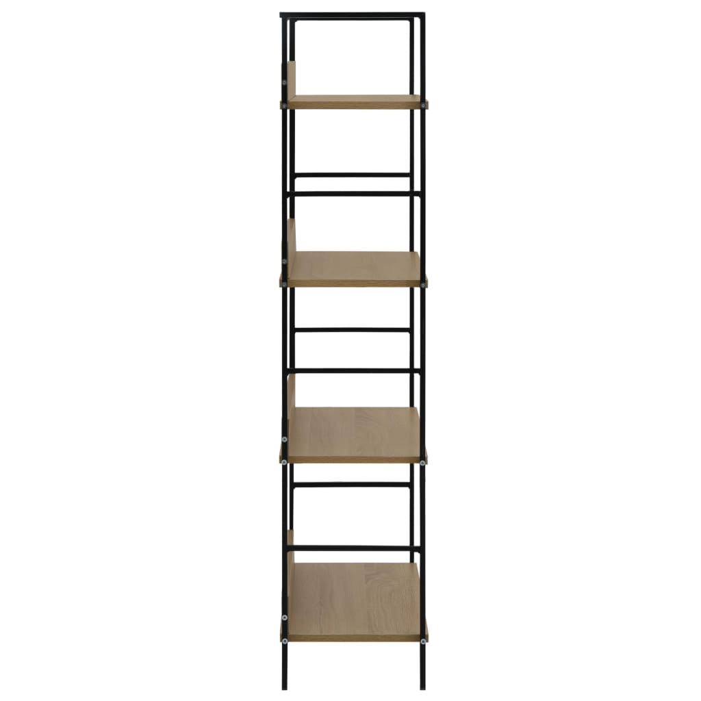 Boekenkast 4 Schappen 60X27,6X24,5 Cm Bewerkt Hout Kleur 60 x 27.6 x 124.5 cm Eiken en zwart