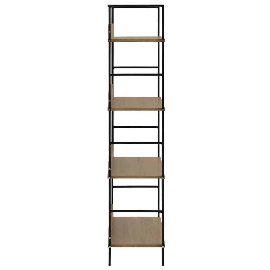 Boekenkast 4 Schappen 60X27,6X24,5 Cm Bewerkt Hout Kleur 60 x 27.6 x 124.5 cm Eiken en zwart