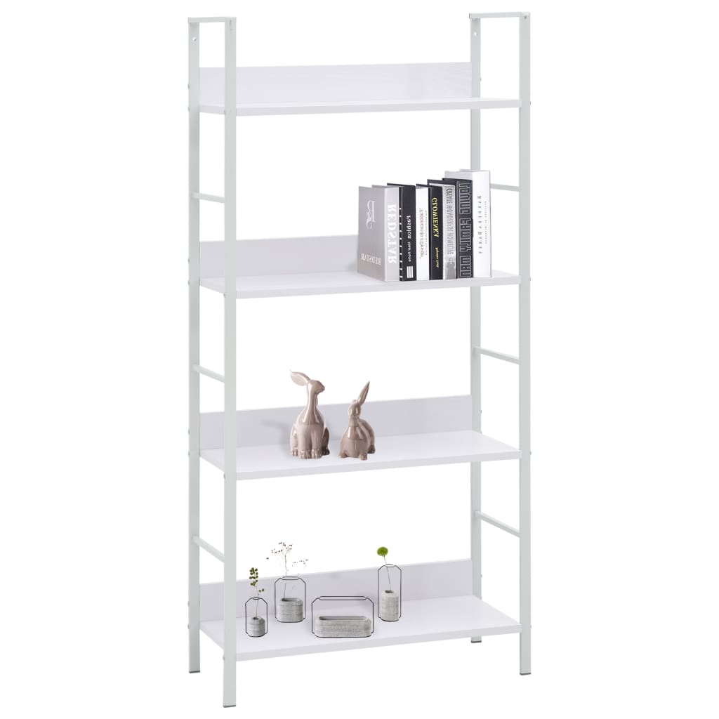 Boekenkast Met 4 Schappen 60X27,6X24,5 Cm Bewerkt Hout 60 x 27.6 x 124.5 cm Wit