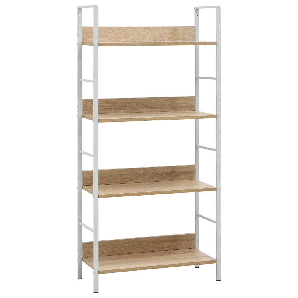 Boekenkast 4 Schappen 60X27,6X24,5 Cm Bewerkt Hout Kleur 60 x 27.6 x 124.5 cm Eiken en wit