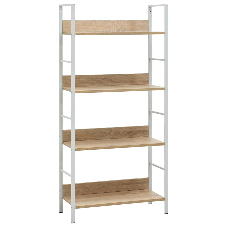 Boekenkast 4 Schappen 60X27,6X24,5 Cm Bewerkt Hout Kleur 60 x 27.6 x 124.5 cm Eiken en wit