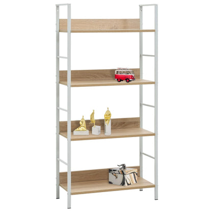 Boekenkast 4 Schappen 60X27,6X24,5 Cm Bewerkt Hout Kleur 60 x 27.6 x 124.5 cm Eiken en wit