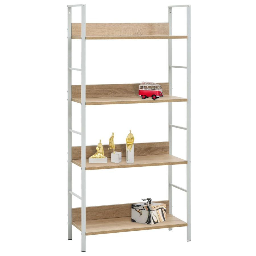 Boekenkast 4 Schappen 60X27,6X24,5 Cm Bewerkt Hout Kleur 60 x 27.6 x 124.5 cm Eiken en wit