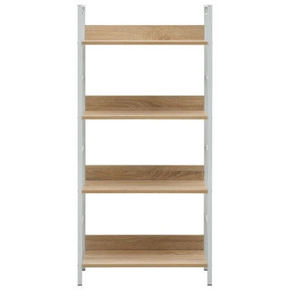 Boekenkast 4 Schappen 60X27,6X24,5 Cm Bewerkt Hout Kleur 60 x 27.6 x 124.5 cm Eiken en wit