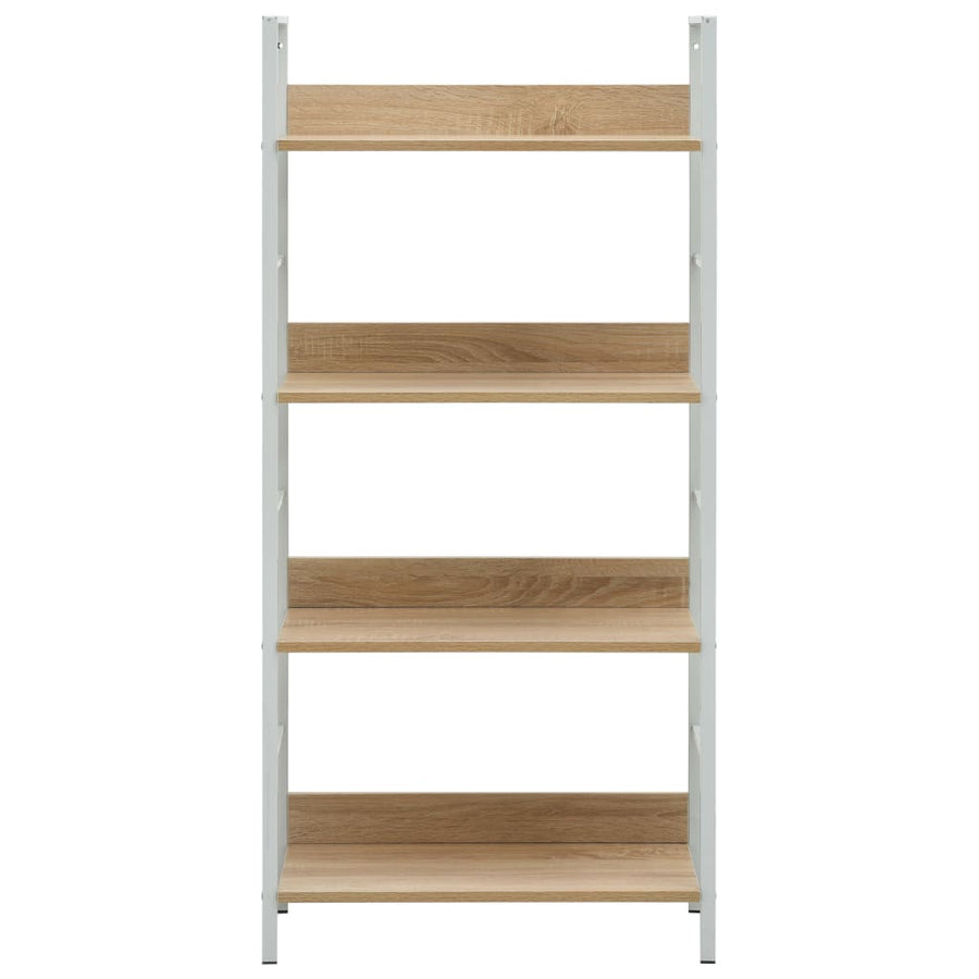 Boekenkast 4 Schappen 60X27,6X24,5 Cm Bewerkt Hout Kleur 60 x 27.6 x 124.5 cm Eiken en wit