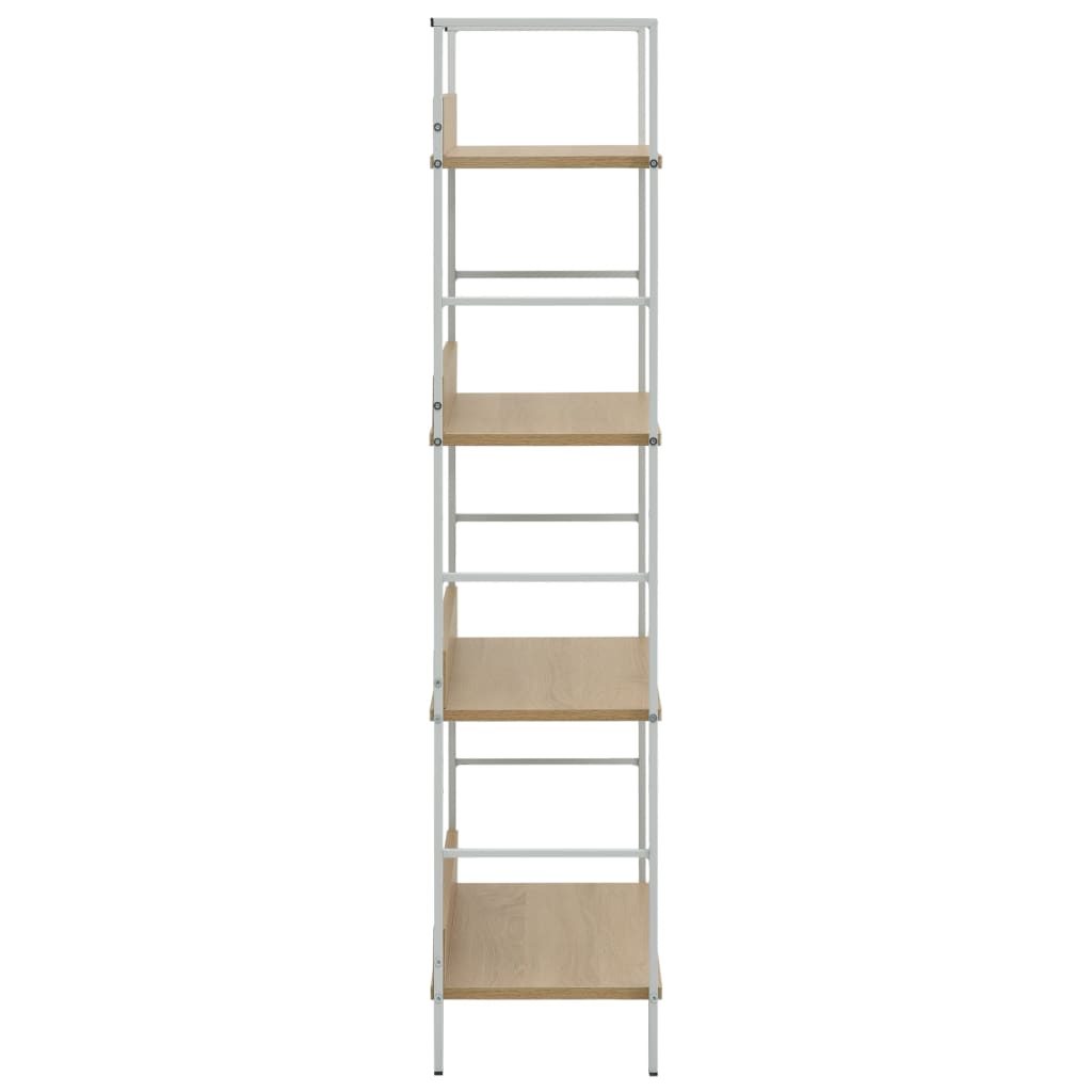 Boekenkast 4 Schappen 60X27,6X24,5 Cm Bewerkt Hout Kleur 60 x 27.6 x 124.5 cm Eiken en wit