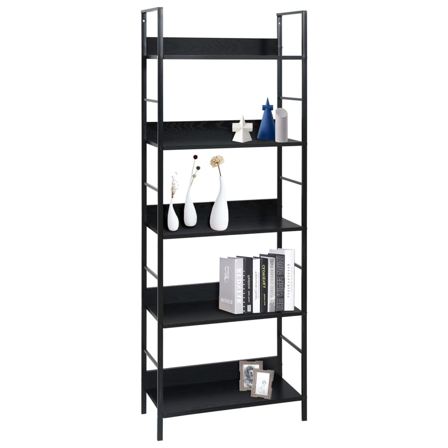 Boekenkast Met 5 Schappen 60X27,6X58,5 Cm Bewerkt Hout 60 x 27.6 x 158.5 cm Zwart