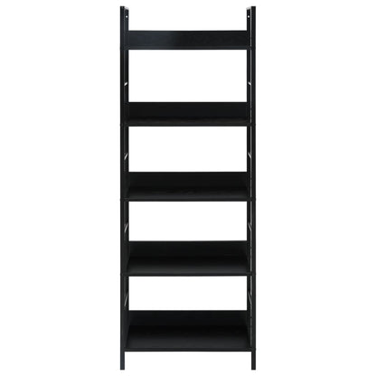 Boekenkast Met 5 Schappen 60X27,6X58,5 Cm Bewerkt Hout 60 x 27.6 x 158.5 cm Zwart