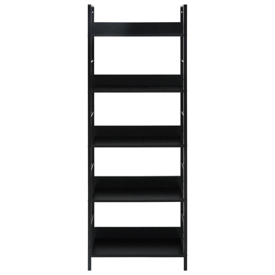 Boekenkast Met 5 Schappen 60X27,6X58,5 Cm Bewerkt Hout 60 x 27.6 x 158.5 cm Zwart