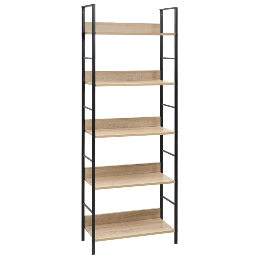 Boekenkast 5 Schappen 60X27,6X58,5 Cm Bewerkt Hout Kleur 60 x 27.6 x 158.5 cm Eiken en zwart