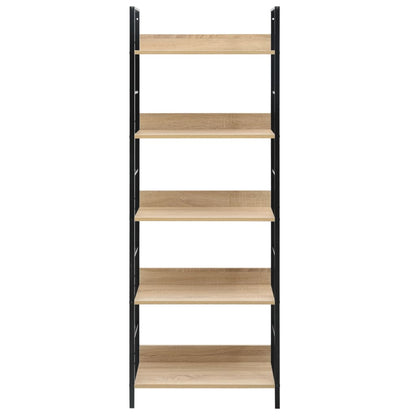 Boekenkast 5 Schappen 60X27,6X58,5 Cm Bewerkt Hout Kleur 60 x 27.6 x 158.5 cm Eiken en zwart