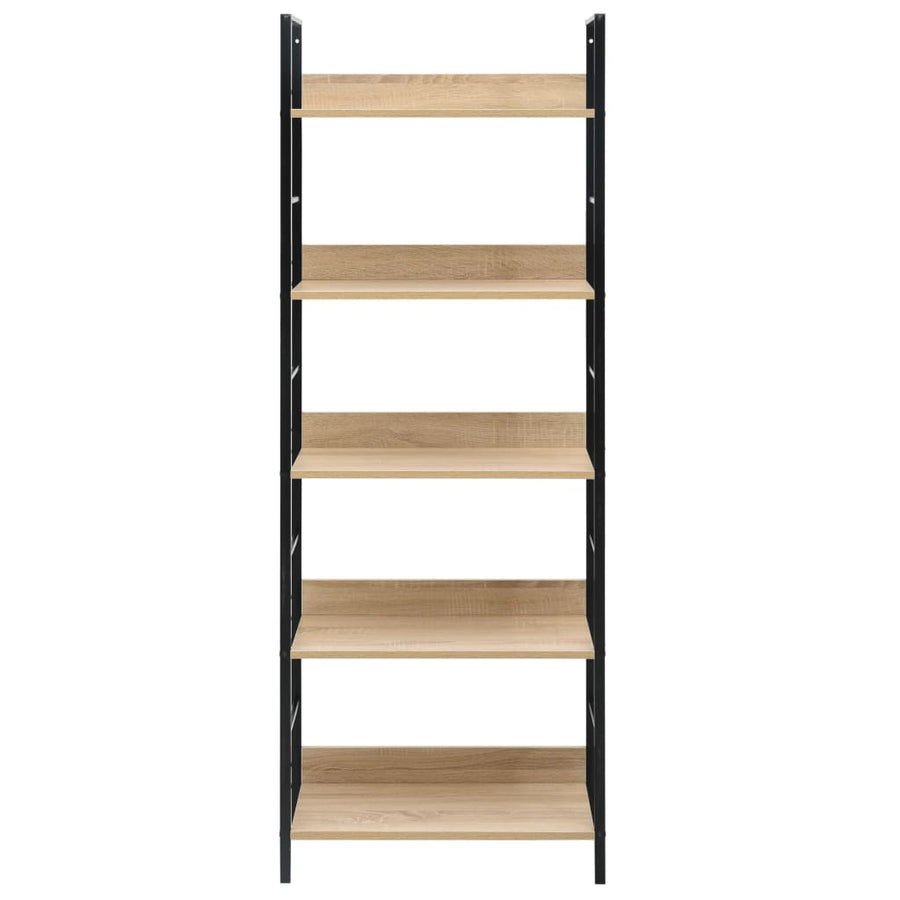 Boekenkast 5 Schappen 60X27,6X58,5 Cm Bewerkt Hout Kleur 60 x 27.6 x 158.5 cm Eiken en zwart