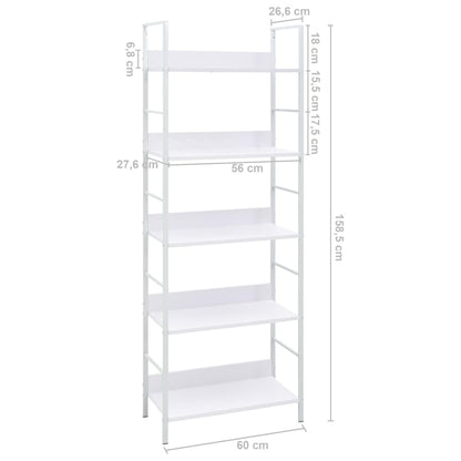 Boekenkast Met 5 Schappen 60X27,6X58,5 Cm Bewerkt Hout 60 x 27.6 x 158.5 cm Wit